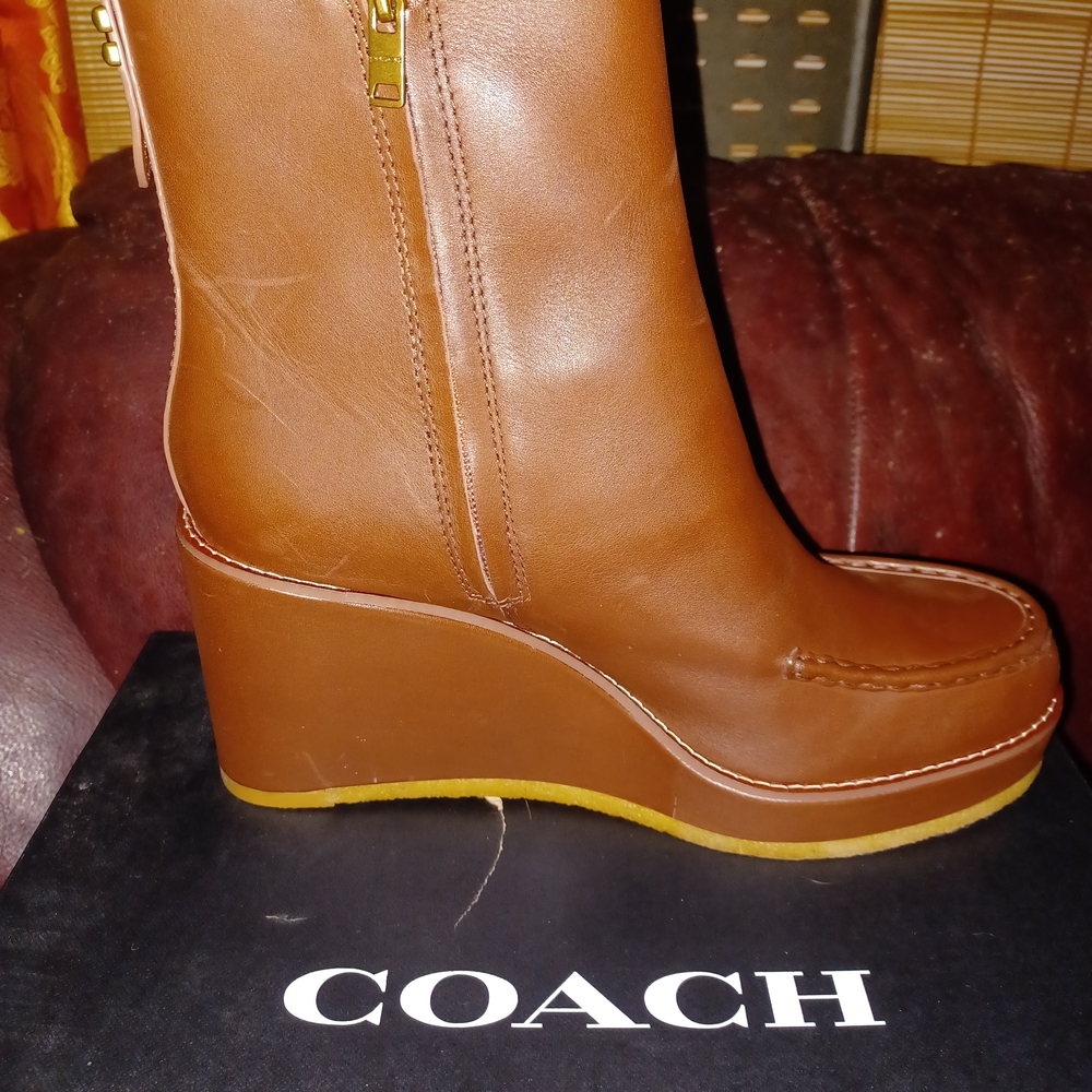 Coach Brown Ankle Booties with Sleek Leather Design - Picture 3 of 11